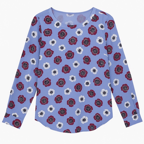 Loft Burgundy and Blue Size Medium Top - Picture 2 of 4